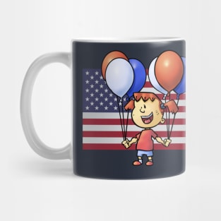 Fourth of July Girl with Balloons Mug